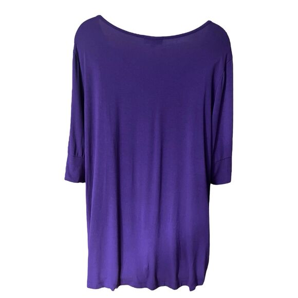 Molly & Isadora Purple Strappy Modal Rayon Short Sleeves Stretch Top Sz 2X - Picture 9 of 9
